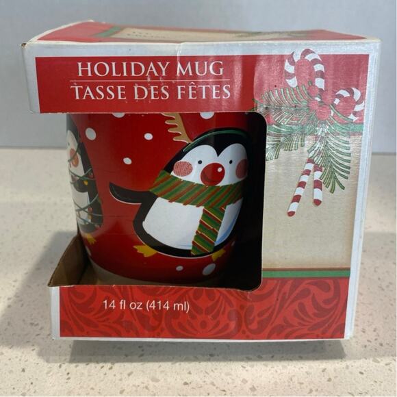 Christmas Holiday Coffee Cocoa Mug Cup Penguin Theme - Picture 1 of 4